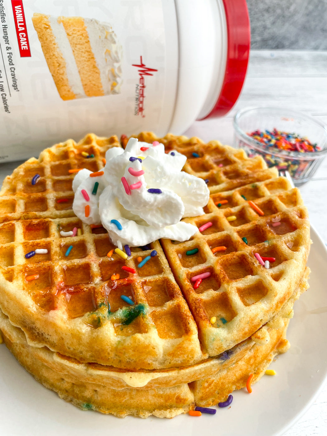 BIRTHDAY CAKE PROTEIN WAFFLES