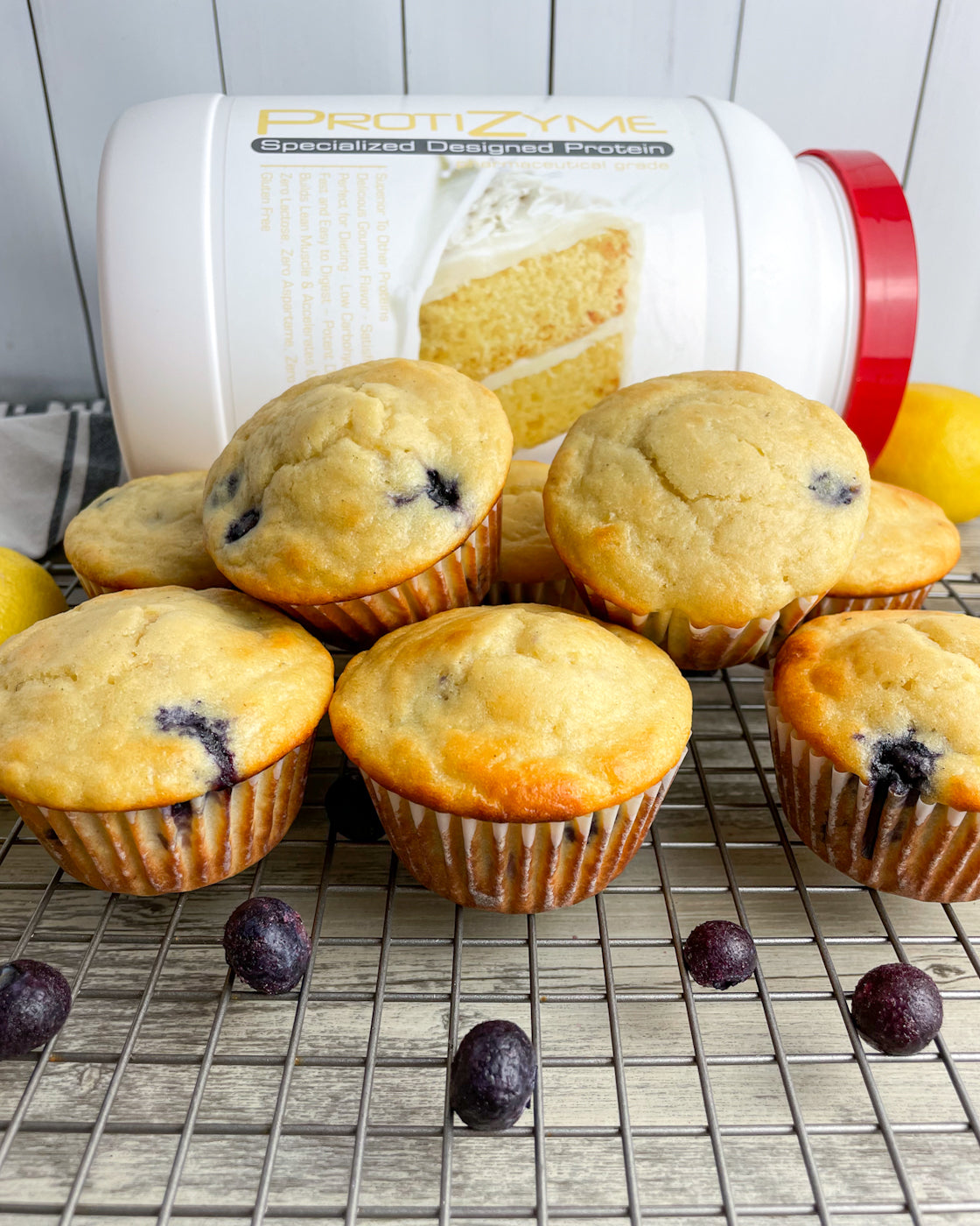Blueberry Lemon Protein Muffins