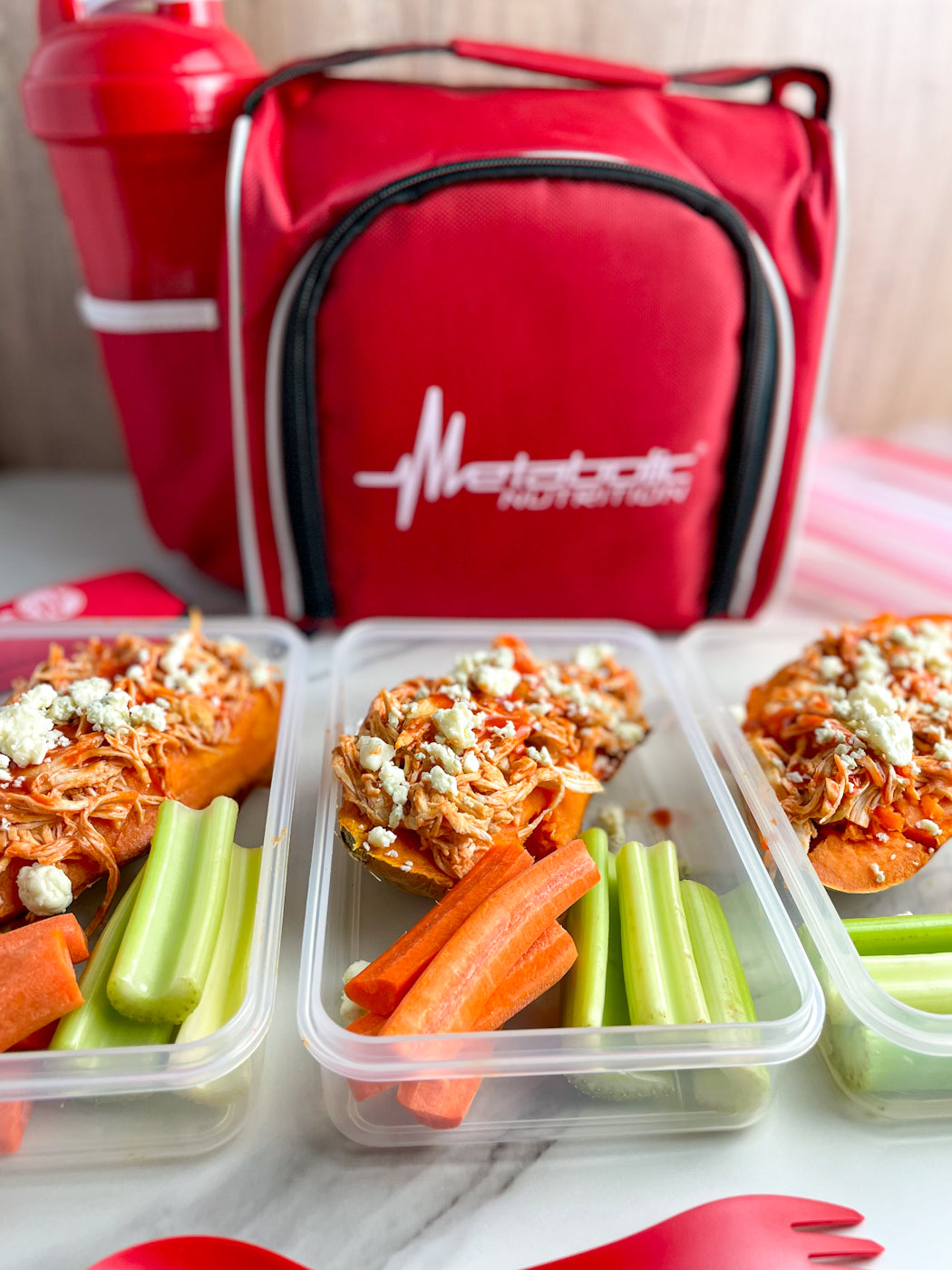 Buffalo Chicken Stuffed Sweet Potatoes