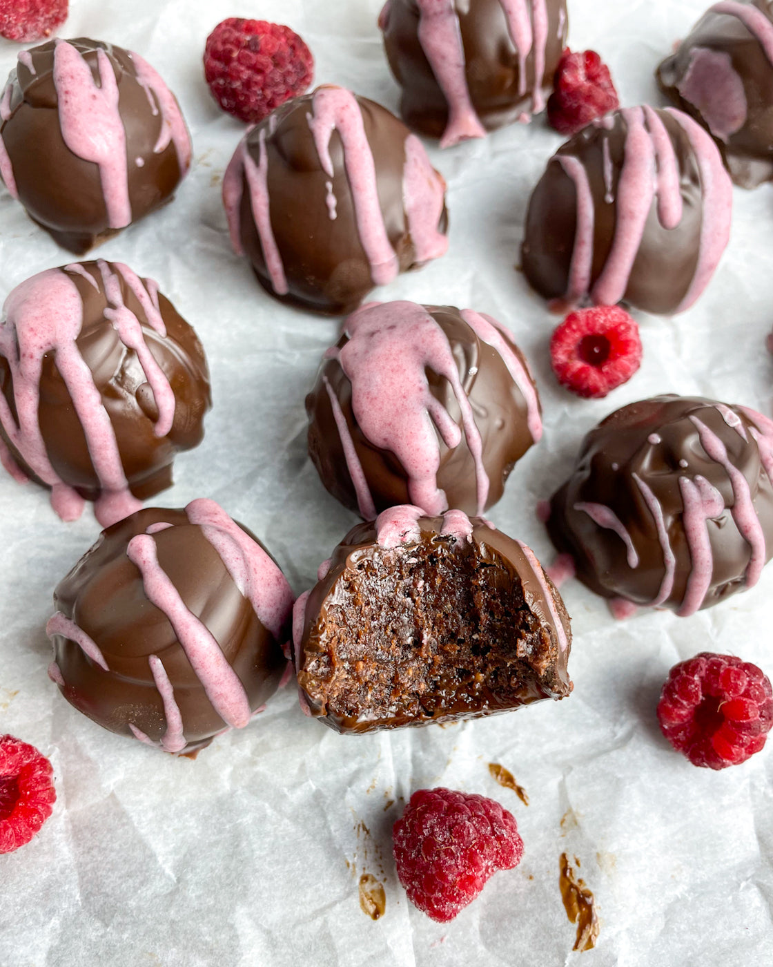Dark Chocolate Raspberry Protein Truffles