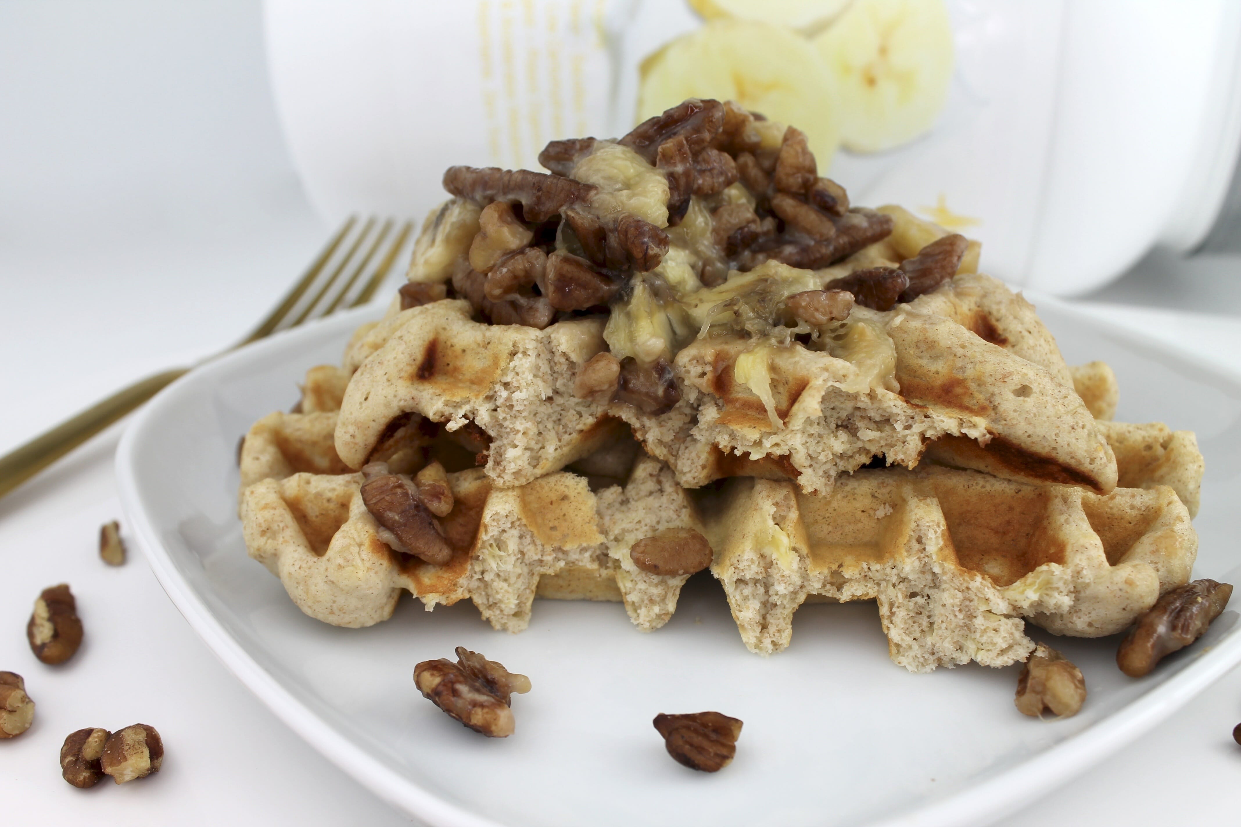CARAMELIZED BANANA PECAN WAFFLE