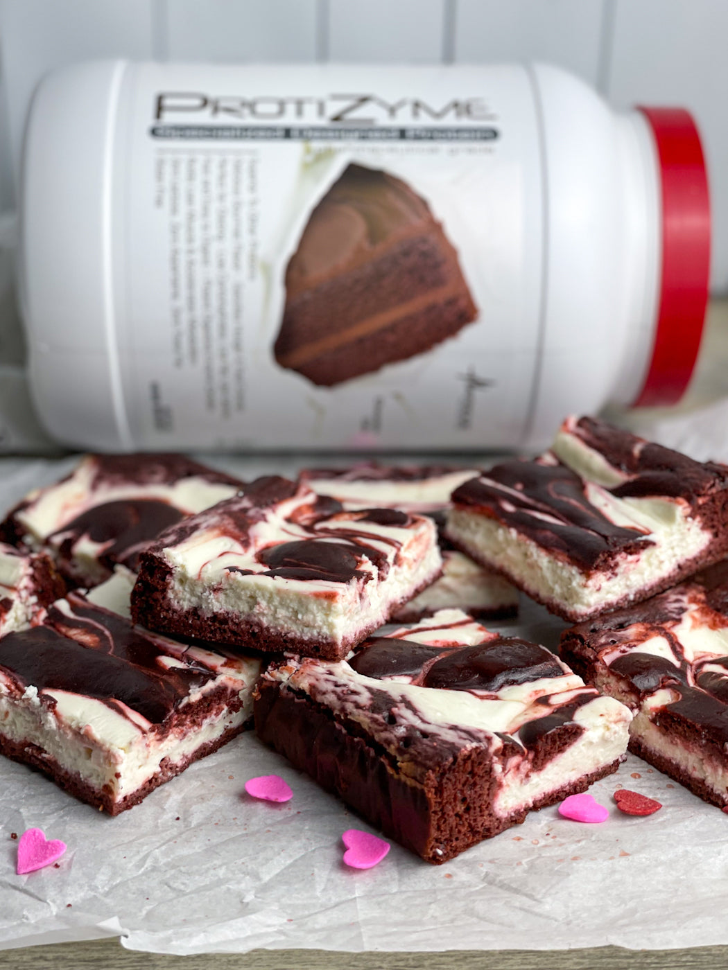 Red Velvet Cheesecake Swirl Protein Brownies