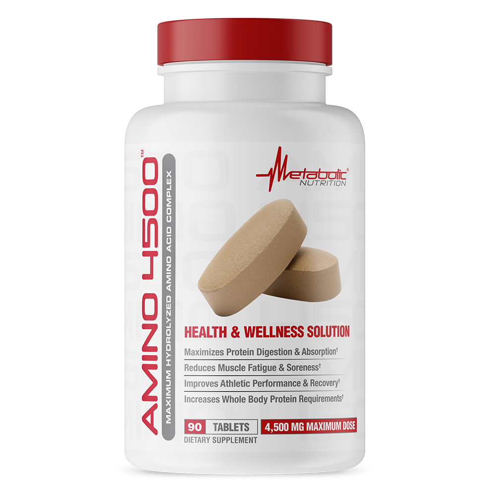 Amino 4500, 90 tablets. Maximum Hydrolyzed Amino Acid Complex. Health and Wellness Solution.